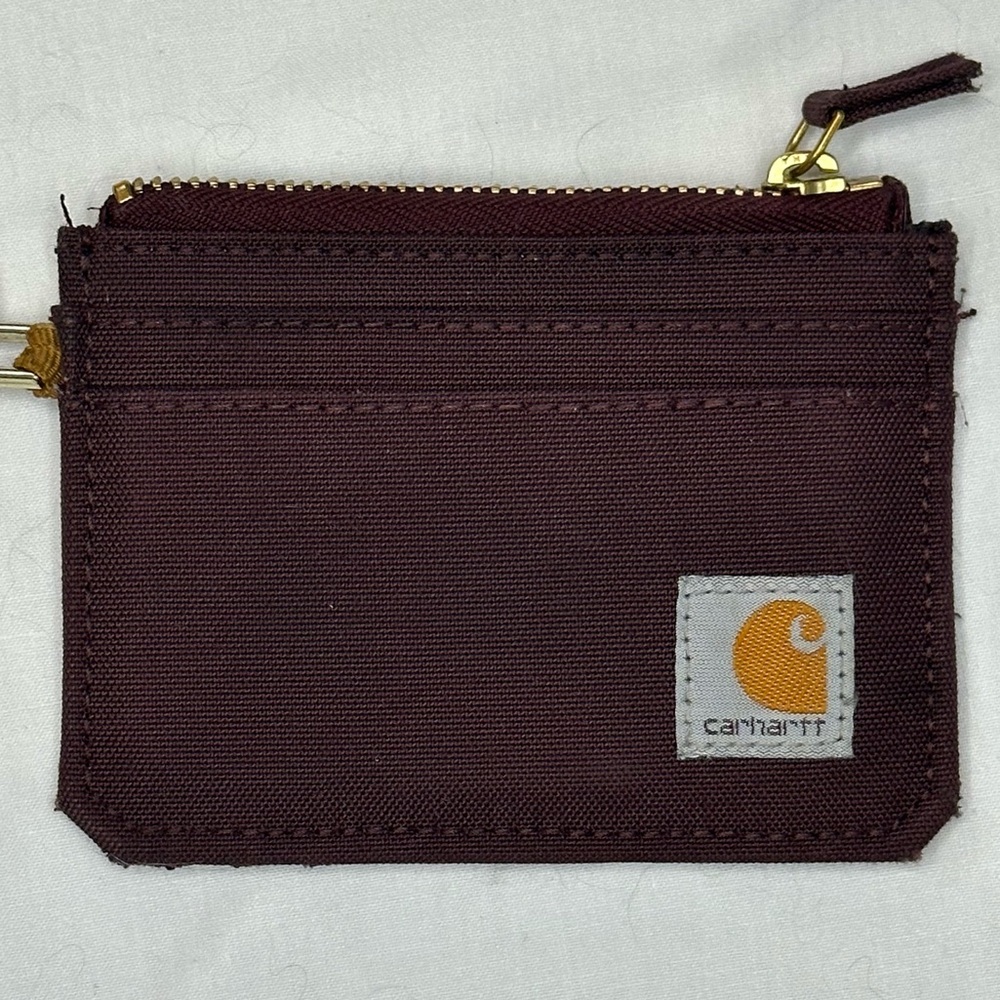 Carhartt Maroon Coin Pouch with Gold Zipper